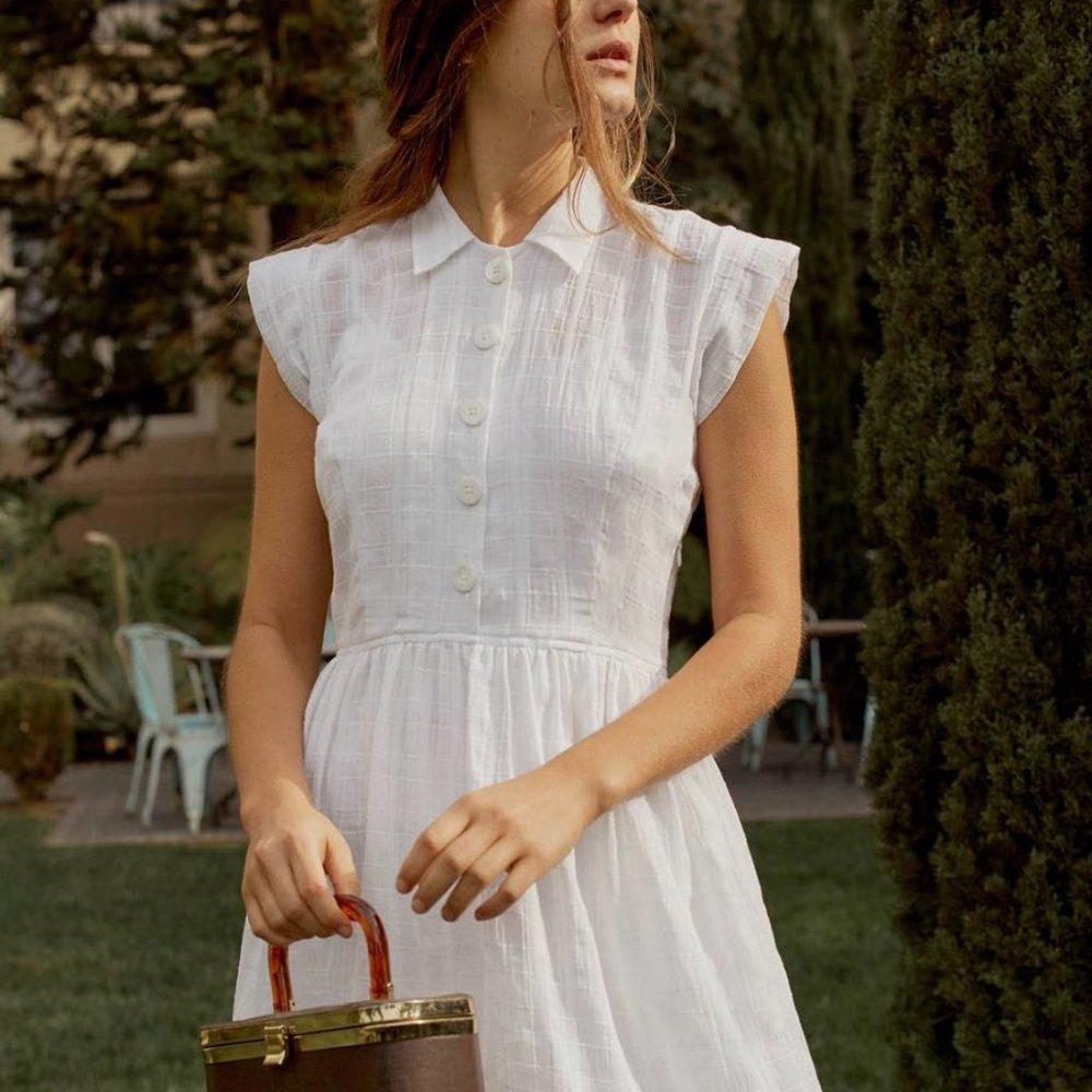 NWT Christy Dawn Piper Dress Sheer White Plaid